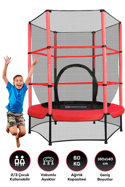 60 Kg Taşıma Kapasiteli 160x140 cm Koruma Fileli Çocuk Trambolin