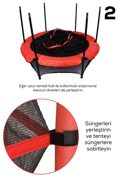 60 Kg Taşıma Kapasiteli 160x140 cm Koruma Fileli Çocuk Trambolin