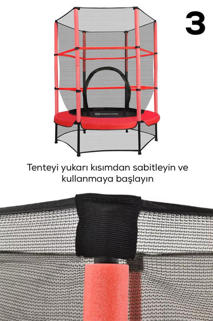 60 Kg Taşıma Kapasiteli 160x140 cm Koruma Fileli Çocuk Trambolin