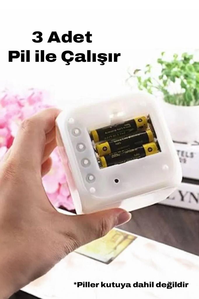 7 Renk Değiştiren Alarmlı Dijital Küp Çalar Saat