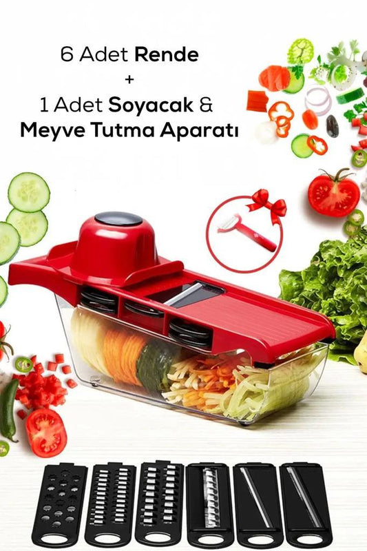 8 Aparatlı Üstten Basmalı Meyve Sebze Doğrayıcı ve Dilimleyici