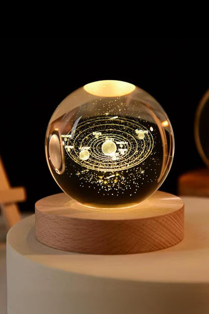 Ahşap Tabanlı Gezegen LED Işıklı Küre