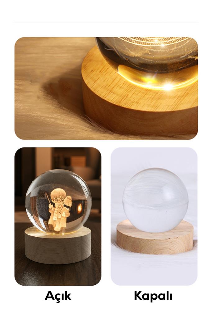 Ahşap Tabanlı Harry Potter Figürlü LED Işıklı Küre