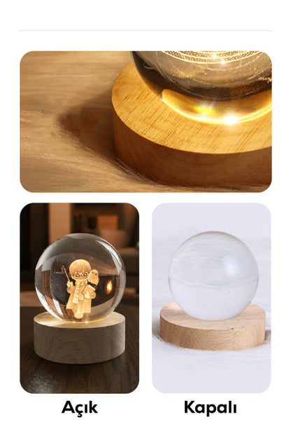 Ahşap Tabanlı Harry Potter Figürlü LED Işıklı Küre