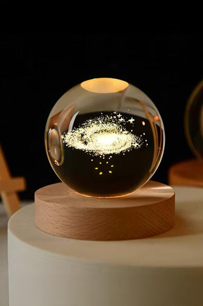 Ahşap Tabanlı Samanyolu LED Işıklı Küre