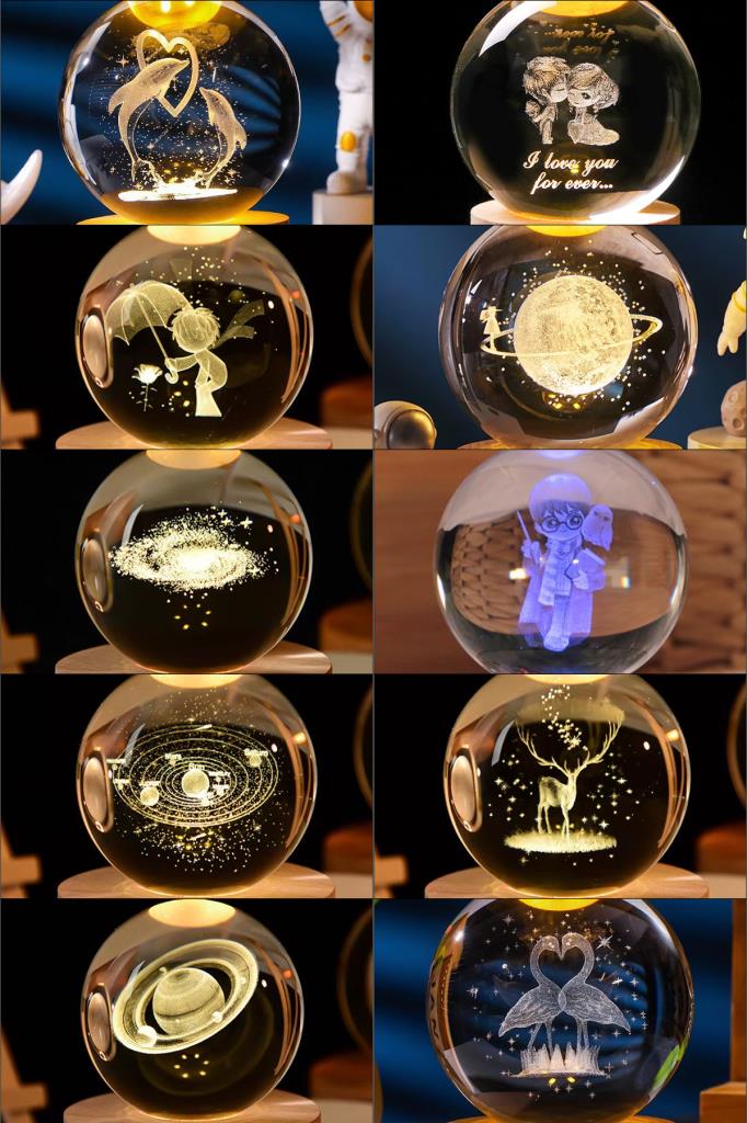 Ahşap Tabanlı Samanyolu LED Işıklı Küre