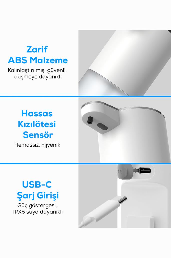 Akıllı Sensörlü Şarjlı Sıvı Sabunluk