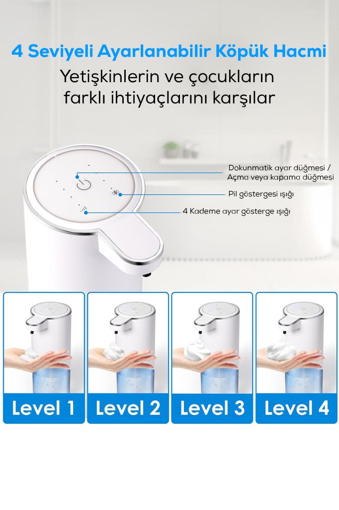 Akıllı Sensörlü Şarjlı Sıvı Sabunluk