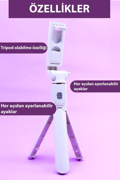 Ayaklı Beyaz Mini Tripod