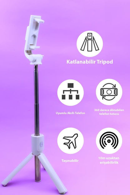 Ayaklı Beyaz Mini Tripod