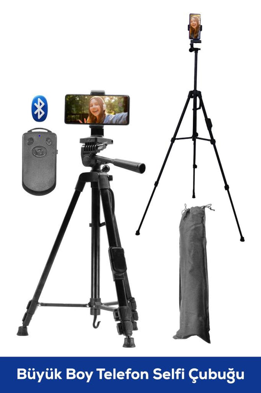 Bluetooth Kumandalı Ayarlanabilir Tripod Telefon Tutucu