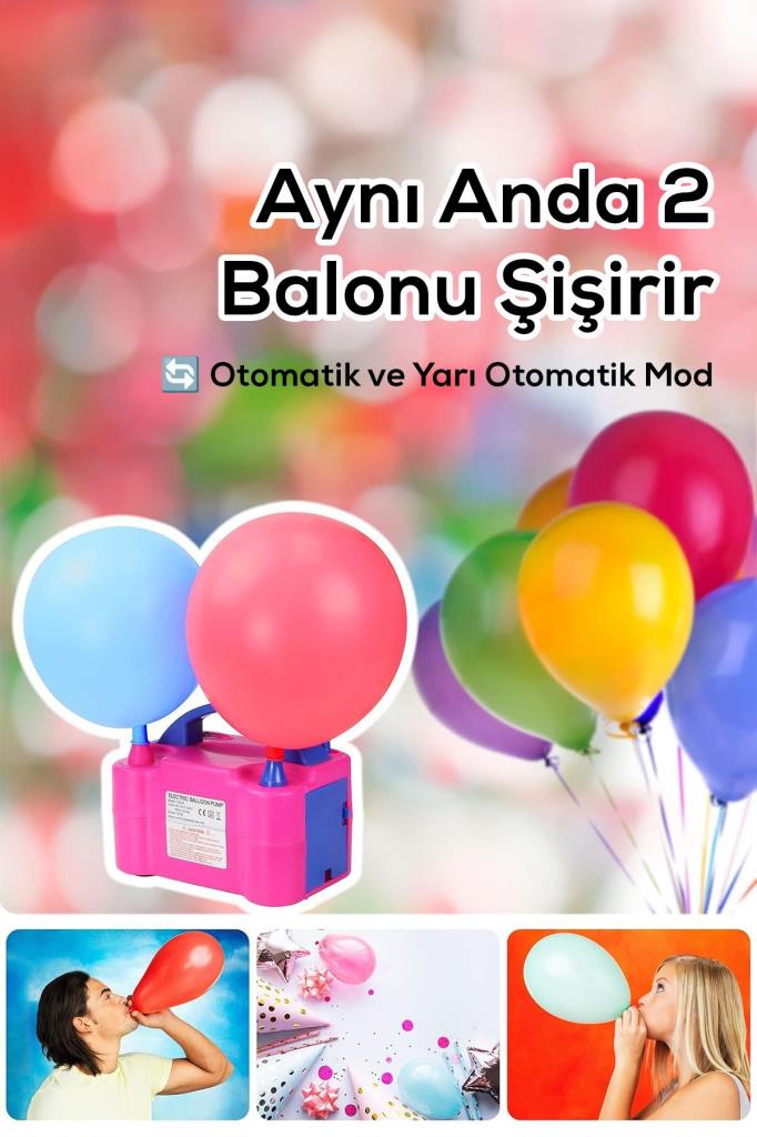 Çift Başlıklı Elektrikli Balon Şişirme Pompası