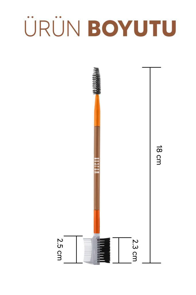 Çift Taraflı Kaş ve Kirpik Tarama Fırçası Kahve