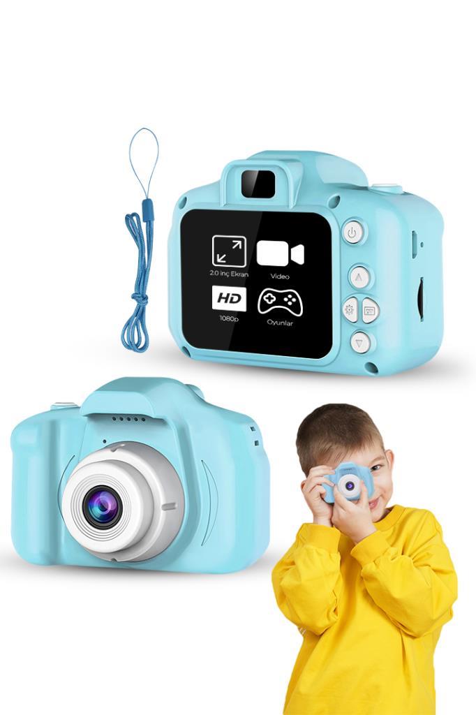 Çocuk Mini Dijital Fotoğraf Makinesi 1080P HD Açık Mavi