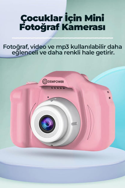 Çocuk Mini Dijital Fotoğraf Makinesi 1080P HD Pembe