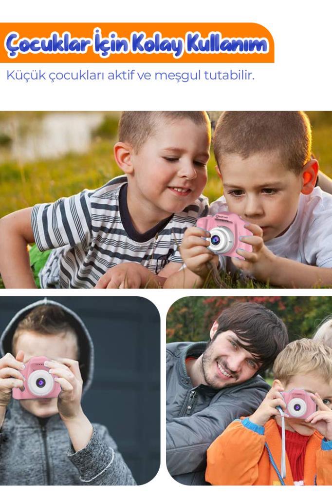 Çocuk Mini Dijital Fotoğraf Makinesi 1080P HD Pembe