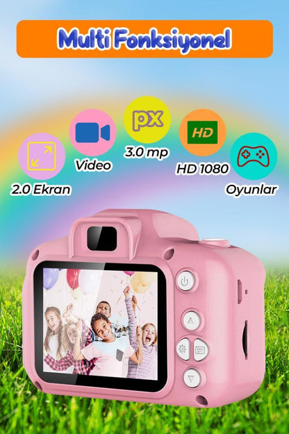 Çocuk Mini Dijital Fotoğraf Makinesi 1080P HD Pembe