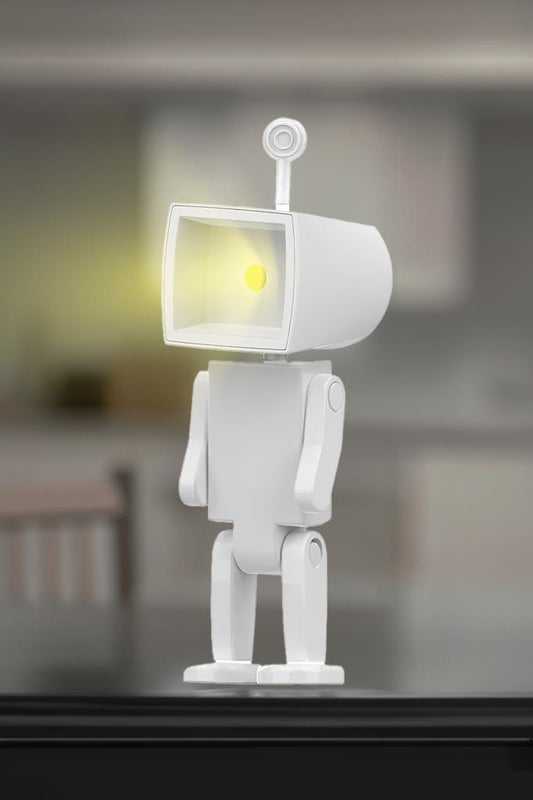 Çok Amaçlı Robot Şekilli Gece Lambası Beyaz Kare
