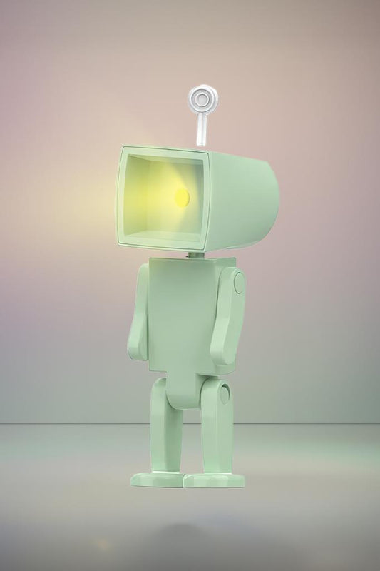 Çok Amaçlı Robot Şekilli Gece Lambası Yeşil Kare