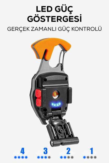 Çok Fonksiyonlu LED Işıklı El Aleti-Tornavida, Çakmak, Açacak