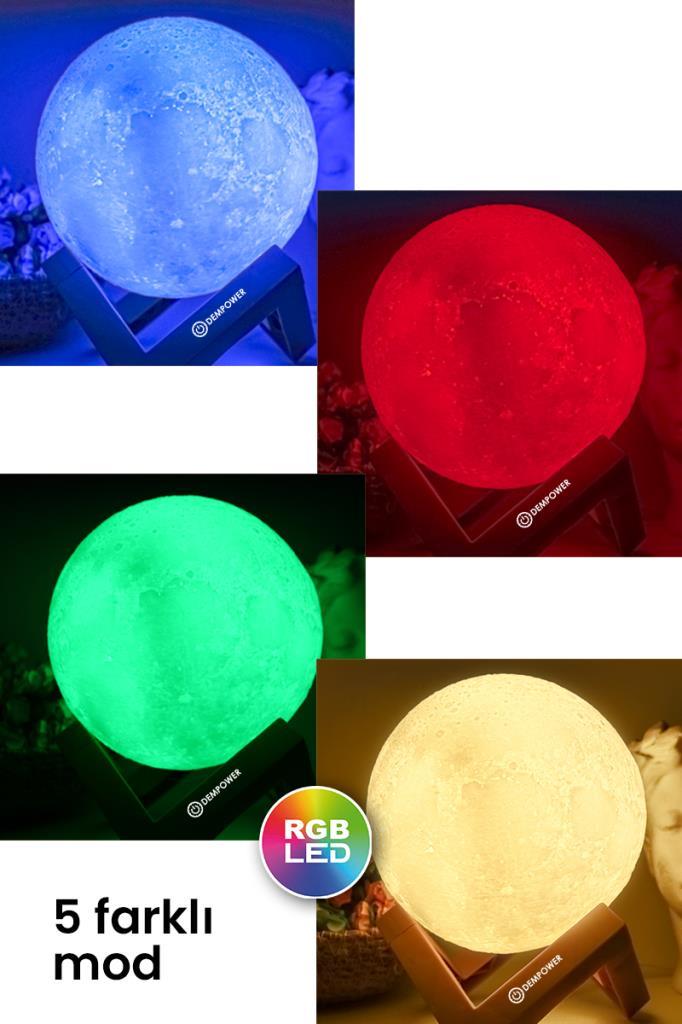 (KIRILABİLİR) Standlı 3D Ay Gece Lambası Dekoratif Küre Led