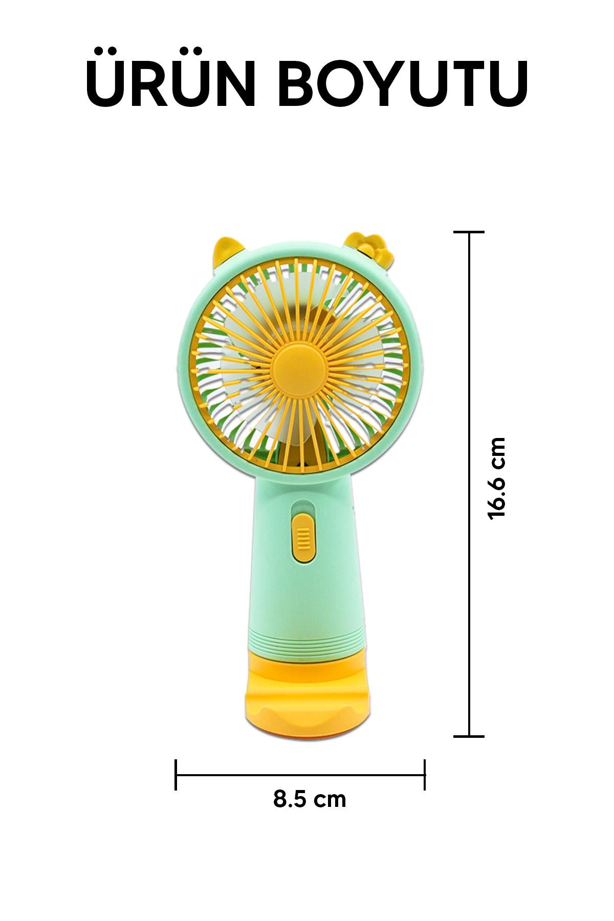 Şarjlı Masaüstü Vantilatörü El Fanı Yeşil