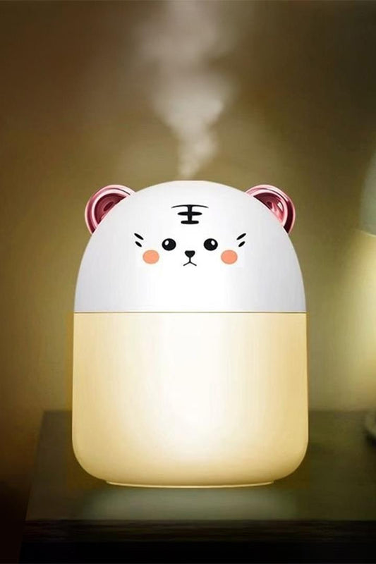 RGB Ledli Taşınabilir Hava Nemlendiricisi Kedi Tasarımlı Buhar Makinesi (Beyaz Gözleri Açık)