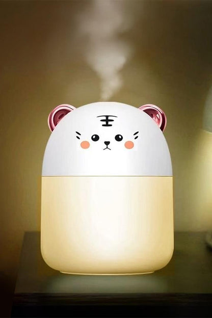 RGB Ledli Taşınabilir Hava Nemlendiricisi Kedi Tasarımlı Buhar Makinesi (Beyaz Gözleri Açık)
