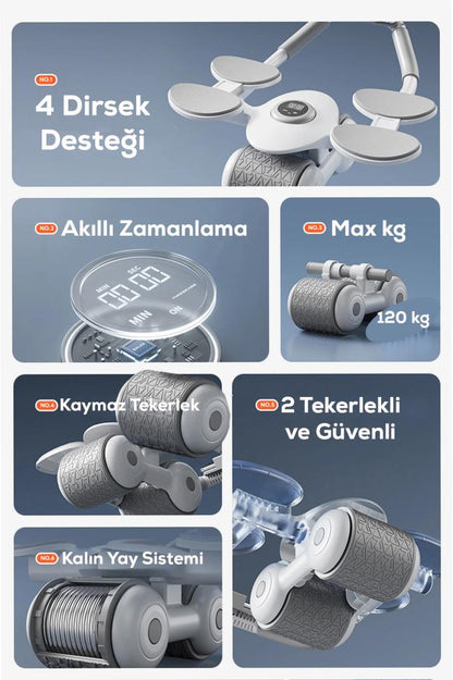 Dijital Ekranlı, Dirsek Destekli, Zamanlayıcılı AB Roller Karın ve Bel Egzersiz Aleti
