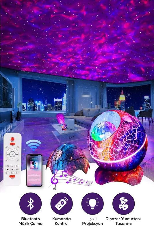 Dinazor Yumurtası Tasarımlı Bluetooth Hoparlörlü Yıldız Projektör