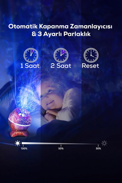 Dinazor Yumurtası Tasarımlı Bluetooth Hoparlörlü Yıldız Projektör