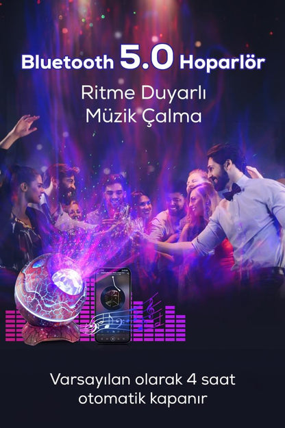 Dinazor Yumurtası Tasarımlı Bluetooth Hoparlörlü Yıldız Projektör