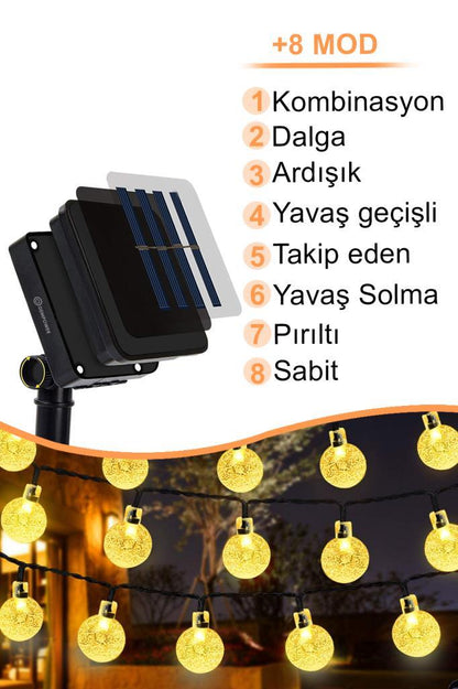 DP-124 Gün Işığı Dekoratif 50 Ledli Su Geçirmez Bahçe Lamba 9 Metre