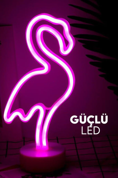 (KIRILABİLİR) DP-87 Dekoratif Flamingo Neon Led Işıklı Gece Lambası