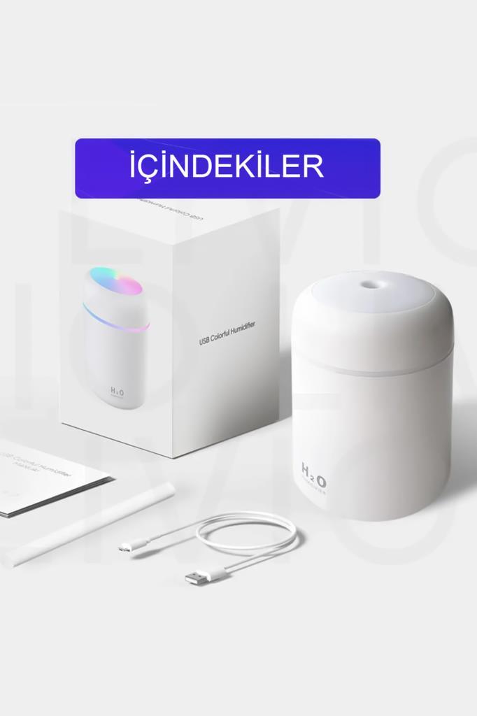 H2o Humidifier Hava-Oda- Araç Nemlendirici Led Işıklı Buhar Makinesi Pembe