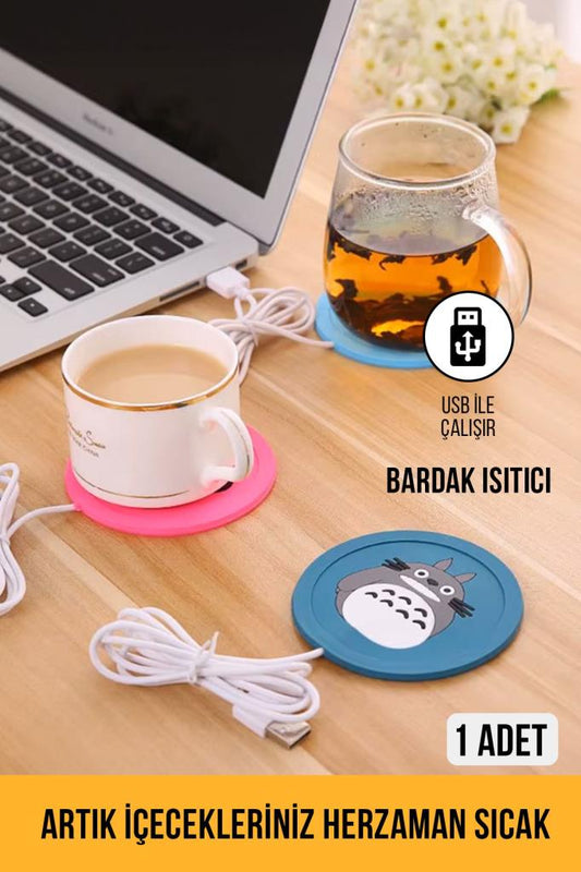 Hayvan Figürlü Taşınabilir USB Girişli Bardak Altı Isıtıcı