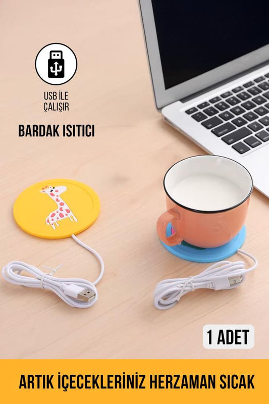 Hayvan Figürlü Taşınabilir USB Girişli Bardak Altı Isıtıcı