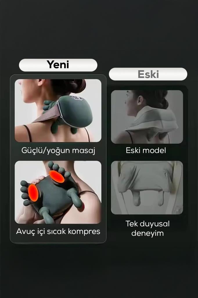 Isıtmalı El Şekilli Taşınabilir Şarjlı Masaj Cihazı- Boyun, Sırt, Bacak ve Omuz