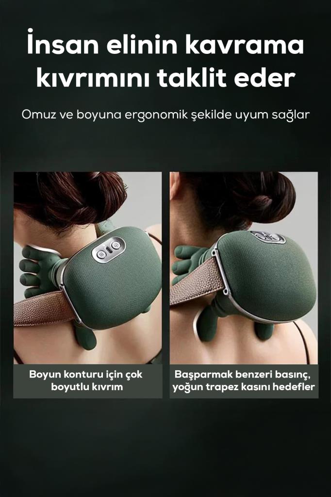 Isıtmalı El Şekilli Taşınabilir Şarjlı Masaj Cihazı- Boyun, Sırt, Bacak ve Omuz