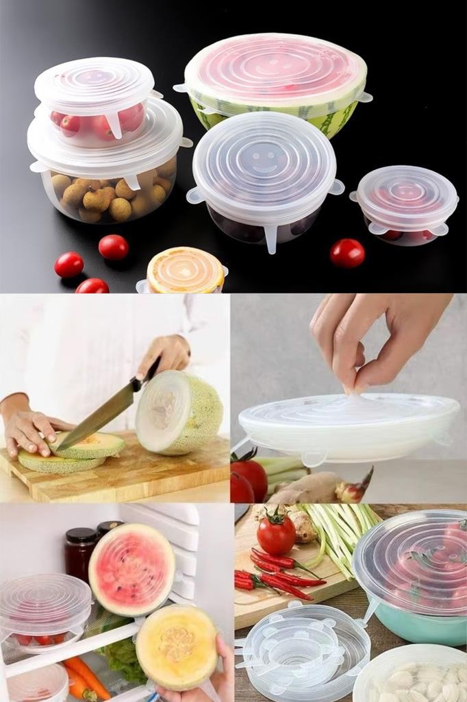Isıya Dayanıklı Sızdırmaz 6’lı Silikon Streç Kapak Seti