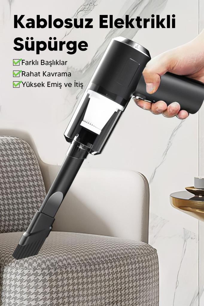 Kablosuz Elektrikli Araç İçi Vakum Temizleyici
