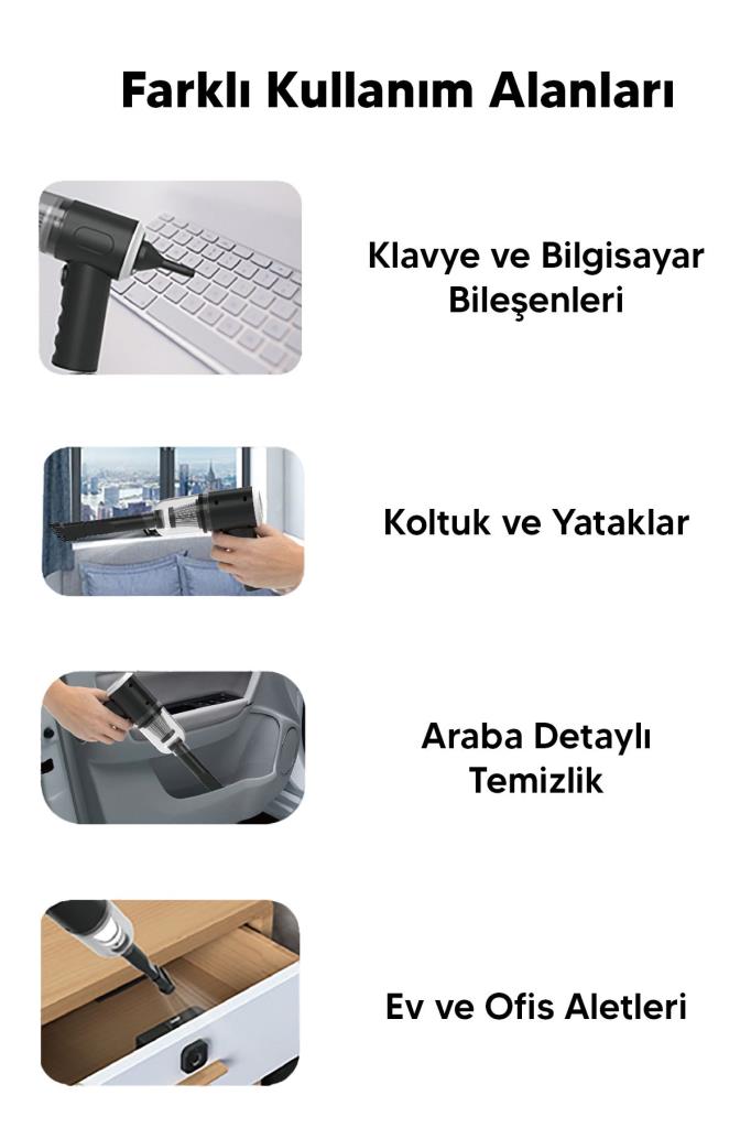 Kablosuz Elektrikli Araç İçi Vakum Temizleyici