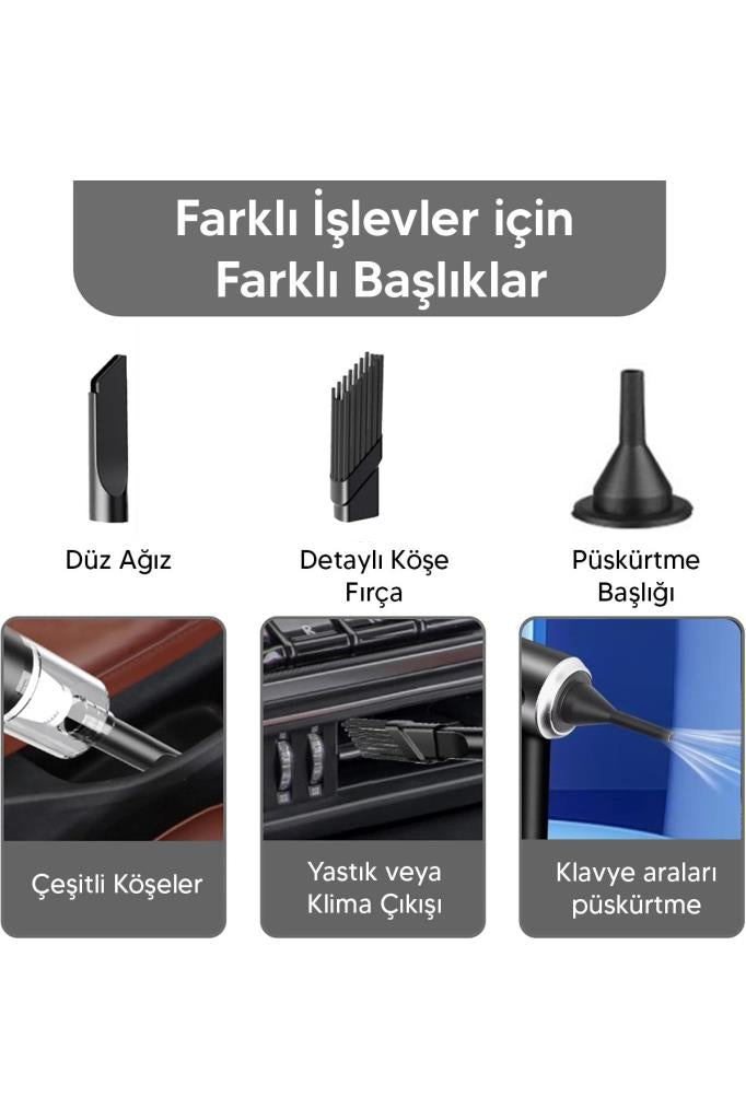 Kablosuz Elektrikli Araç İçi Vakum Temizleyici