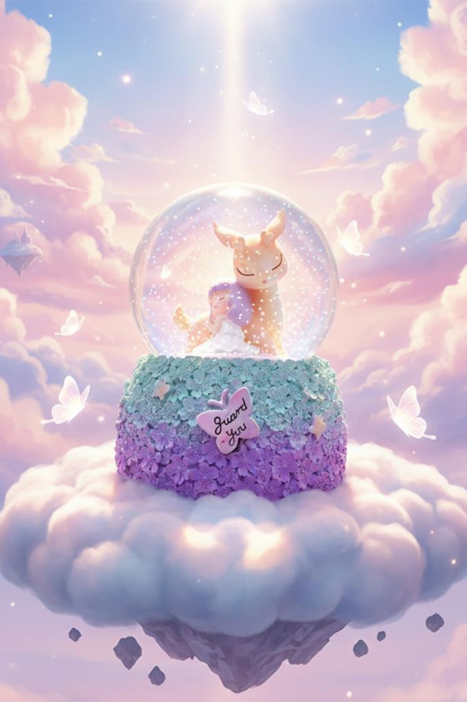 Kahverengi Ceylan Figürlü Müzikli LED Işıklı Kar Küresi