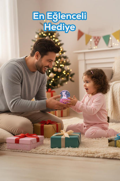 Kahverengi Ceylan Figürlü Müzikli LED Işıklı Kar Küresi
