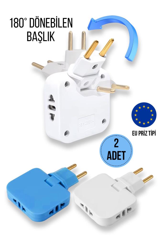 Katlanabilir 3 Girişli Çoklu Priz Adaptörü