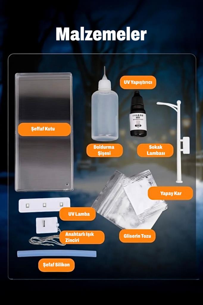 Kendin Yap Kar Efekti LED Işıklı Gece Lambası DIY