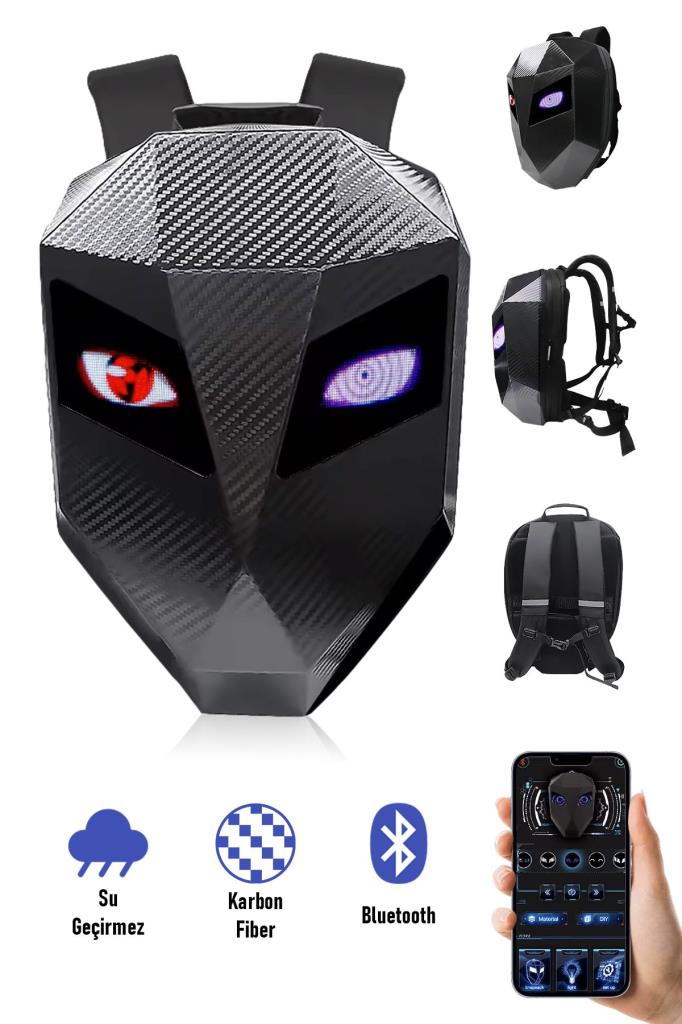 LED Gözlü Bluetooth Bağlantılı Motorcu Sırt Çantası