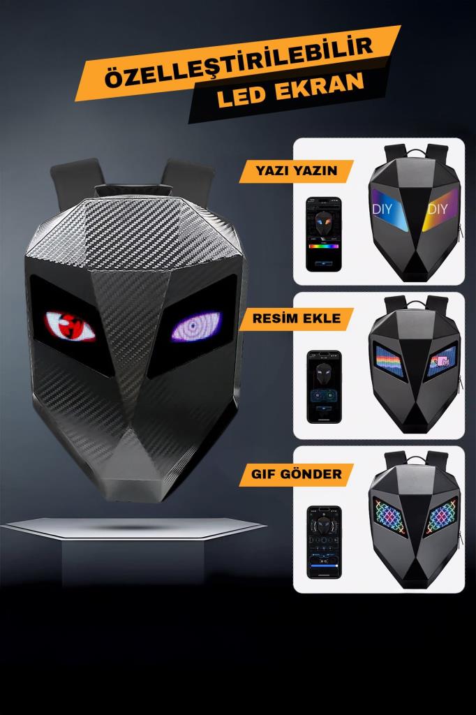 LED Gözlü Bluetooth Bağlantılı Motorcu Sırt Çantası