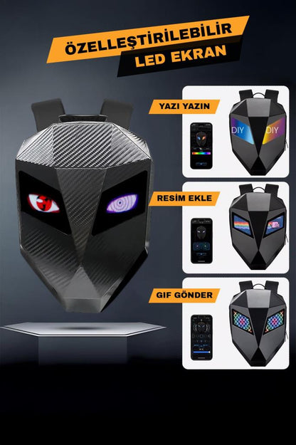 LED Gözlü Bluetooth Bağlantılı Motorcu Sırt Çantası